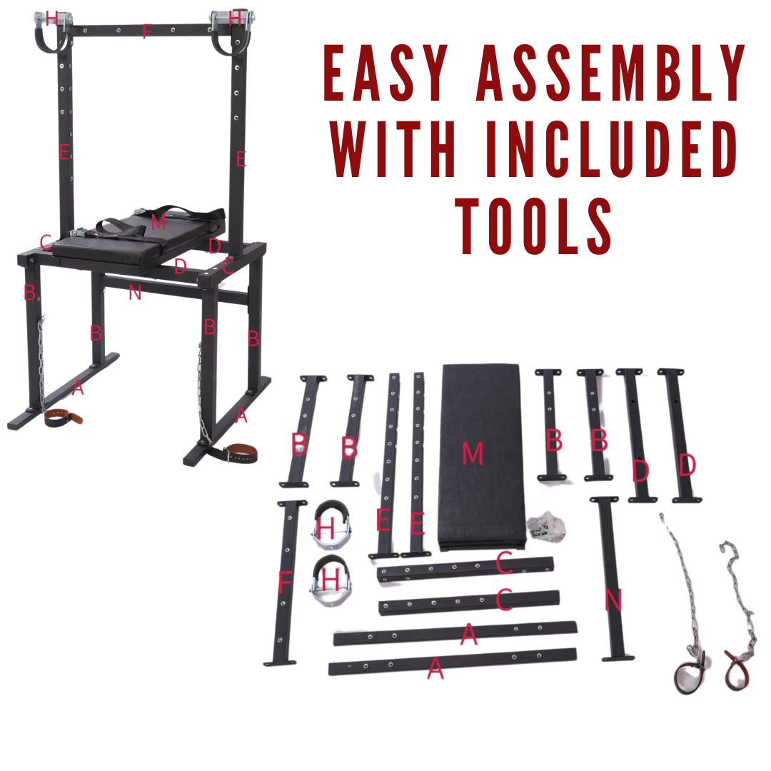 Roomsacred Full Access Bondage Restraint Table Adjustable BDSM Gyno Chair with Ankle & Wrist Cuffs Adult Playroom Dungeon Sex Room Furniture