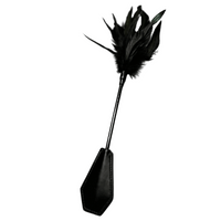 Thumbnail for Dual Delight Black Feather & Leather Crop β Elegant Sensory Accessory for Playful Stimulation