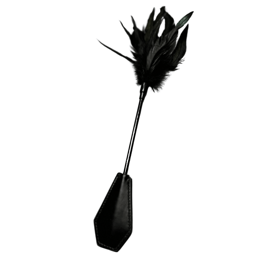 Dual Delight Black Feather & Leather Crop β Elegant Sensory Accessory for Playful Stimulation
