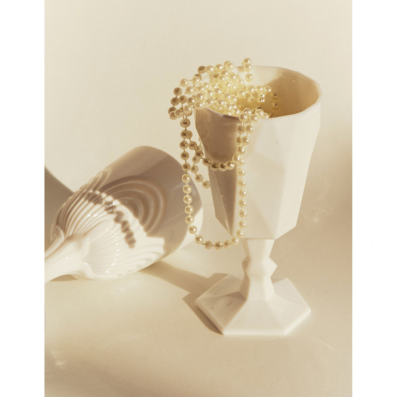 White Jade Wine Glass Sculpture Table Art
