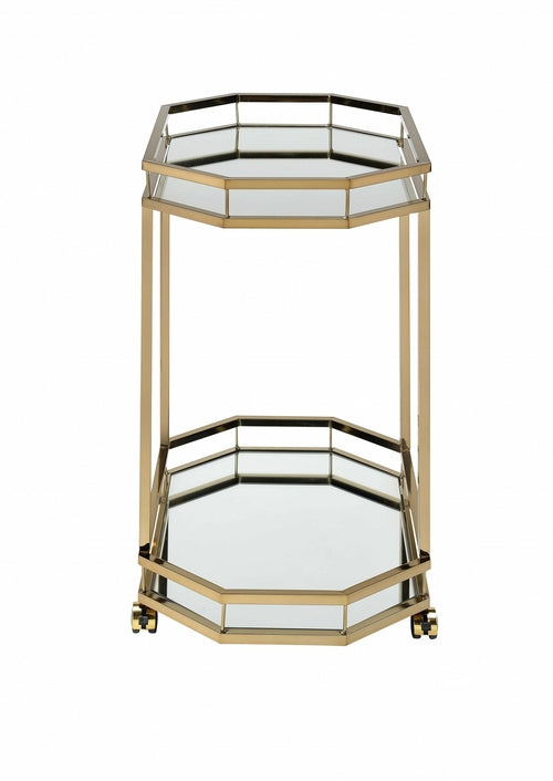 Champagne Mirrored Serving Cart