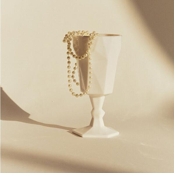 White Jade Wine Glass Sculpture Table Art