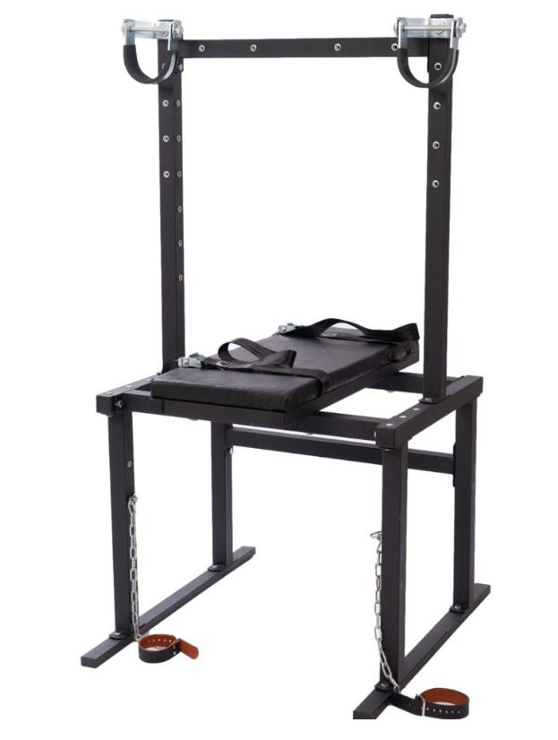 Roomsacred Full Access Bondage Restraint Table Adjustable BDSM Gyno Chair with Ankle & Wrist Cuffs Adult Playroom Dungeon Sex Room Furniture