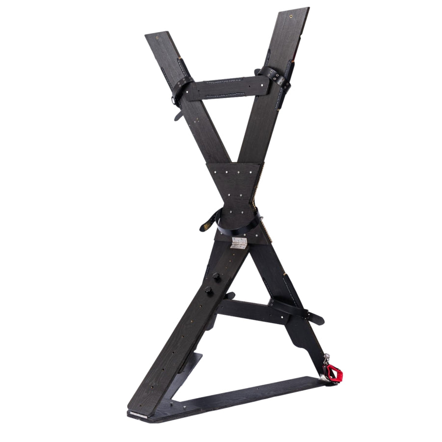 Roomsacred Black Series Luxury St. Andrew's Cross with Wrist and Ankle Cuffs Free Standing or Wall Mount