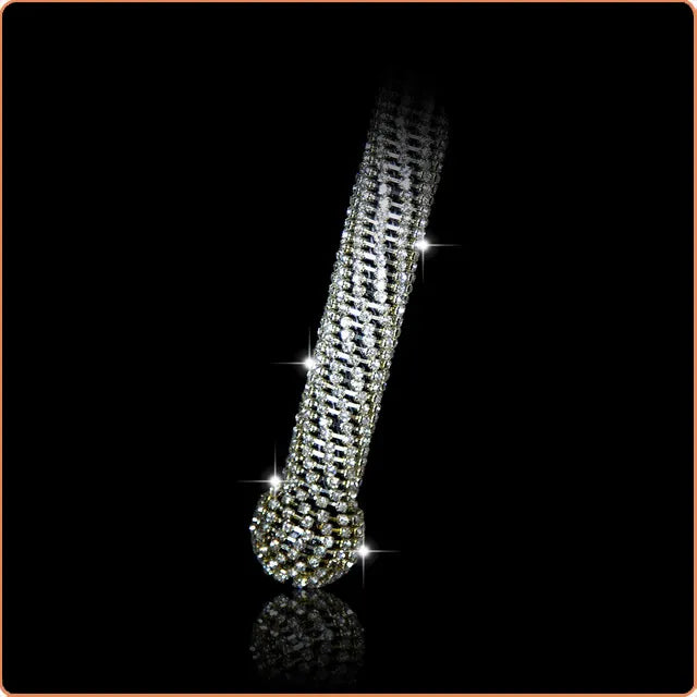 Luxury Sparkling Rhinestone Handle Spanking Crop with PU Leather Keeper Adult Bedroom Whip