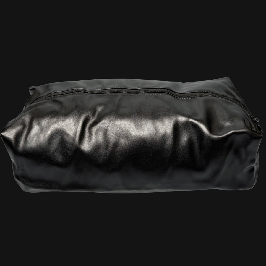 Chic Black PU Leather Toy Storage Bag – 13-Inch Discreet Organizer with Secure Zipper for Sensory Play Accessories