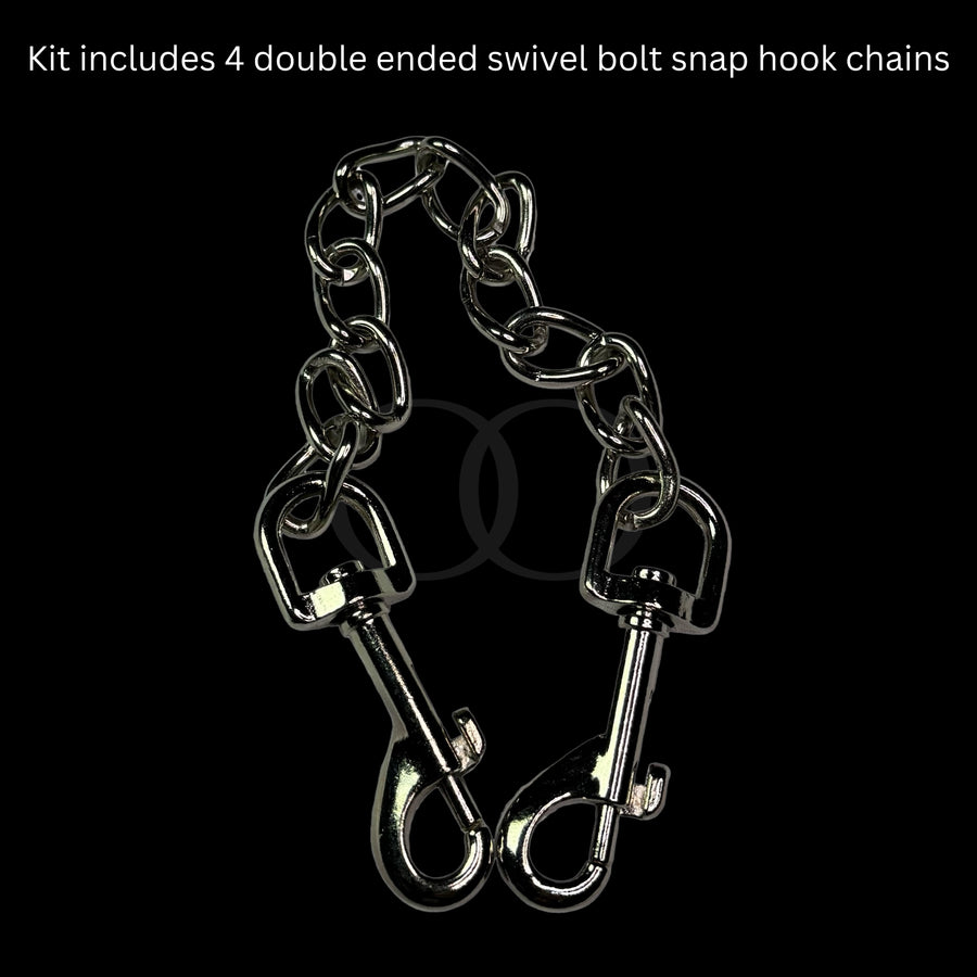 Luxury BDSM Bondage Gear Hardware Kit Set Of Exclusive Roomsacred Restraint Accessories in Silver, Gold, or Black with Double O Velvet Pouch