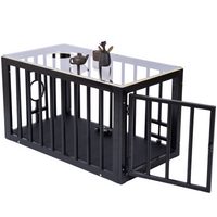 Thumbnail for Roomsacred Black Steel Coffee Table BDSM Cage with Black Padded Floor & Clear Acrylic Top