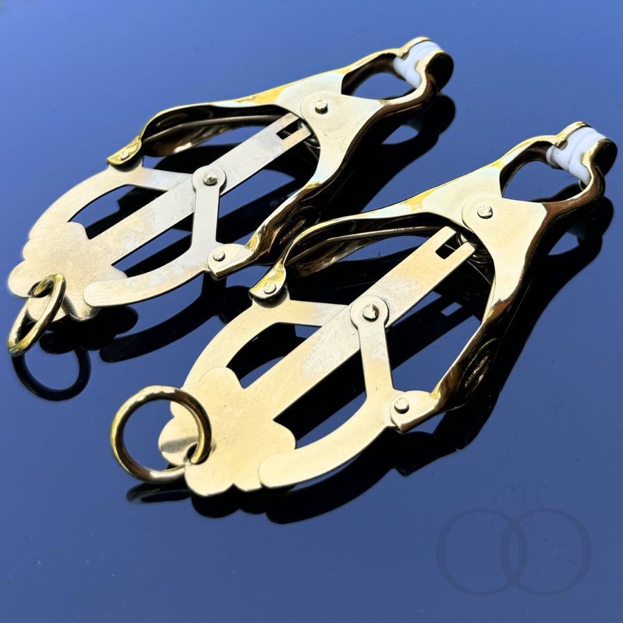 Gold Butterfly Nipple Clamps with Rubber Tips Weight-Adding Capability Luxurious Sensory Play Accessory