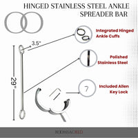 Thumbnail for Hinged Stainless Steel Ankle Spreader Bar with Locking Cuffs, Precision-Machined Restraint for Ritualized Control and Postural Exposure