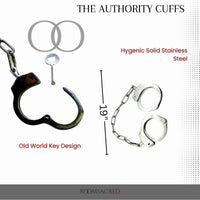 Thumbnail for The Authority Cuffs Stainless Steel Restraints with Locking Key and 10-Inch Chain for Dominance Rituals