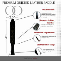 Thumbnail for Premium Quilted Leather Paddle Diamond Pattern Reinforced for Durability Ideal for Luxury Sensory Play