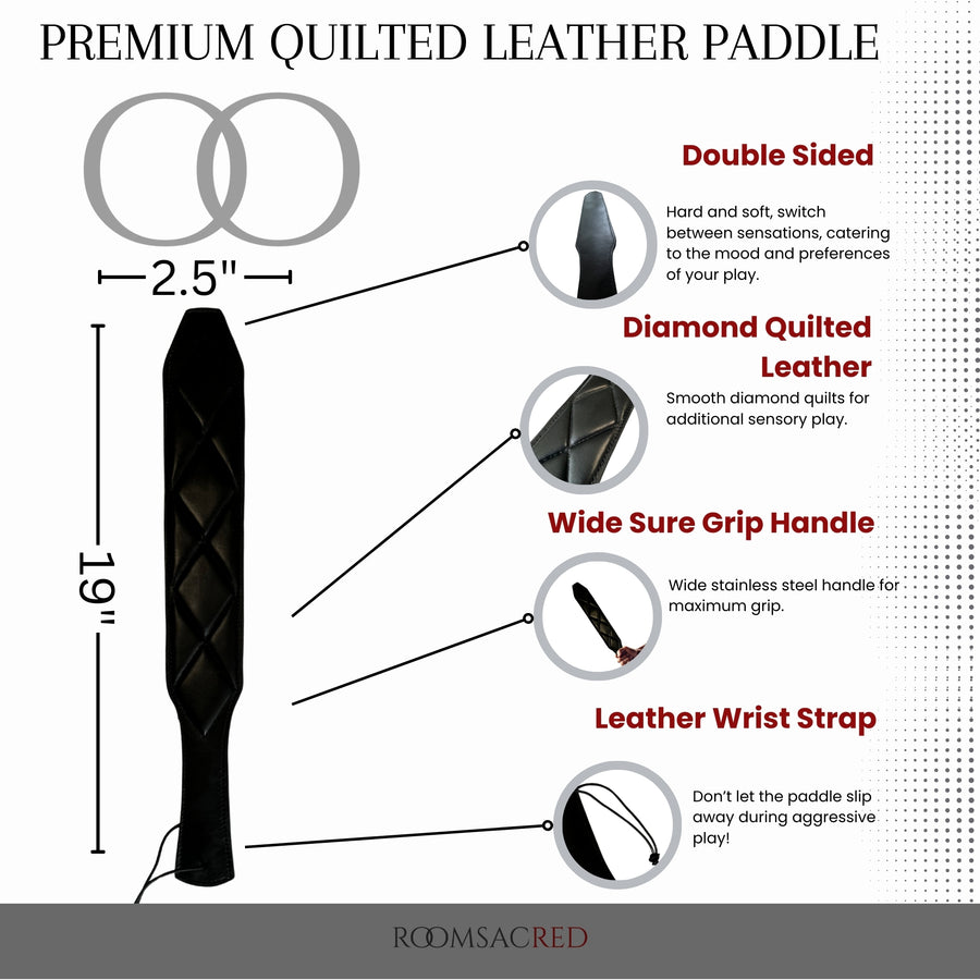 Premium Quilted Leather Paddle Diamond Pattern Reinforced for Durability Ideal for Luxury Sensory Play