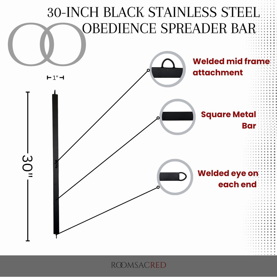 30-Inch Black Stainless Steel Obedience Spreader Bar for Ritualized Submission and Commanded Pleasure