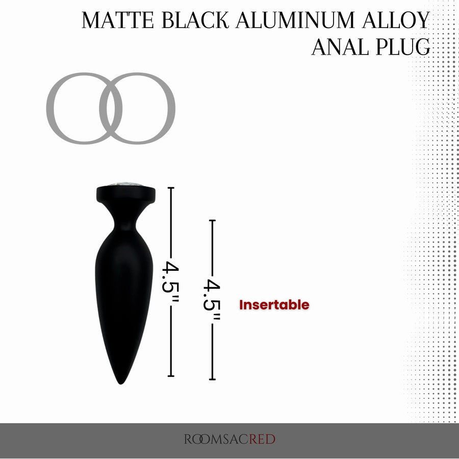 Matte Black Aluminum Alloy Anal Plug Sleek, Sculpted Beginner Plug with Crystal Base and Velvet-Touch Finish