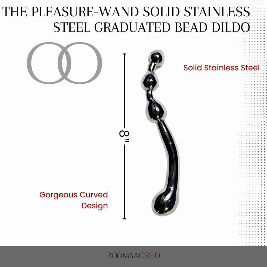 The Pleasure-Wand Solid Stainless Steel Graduated Bead Dildo with Sculpted Handle for Weighty, Penetrative Play