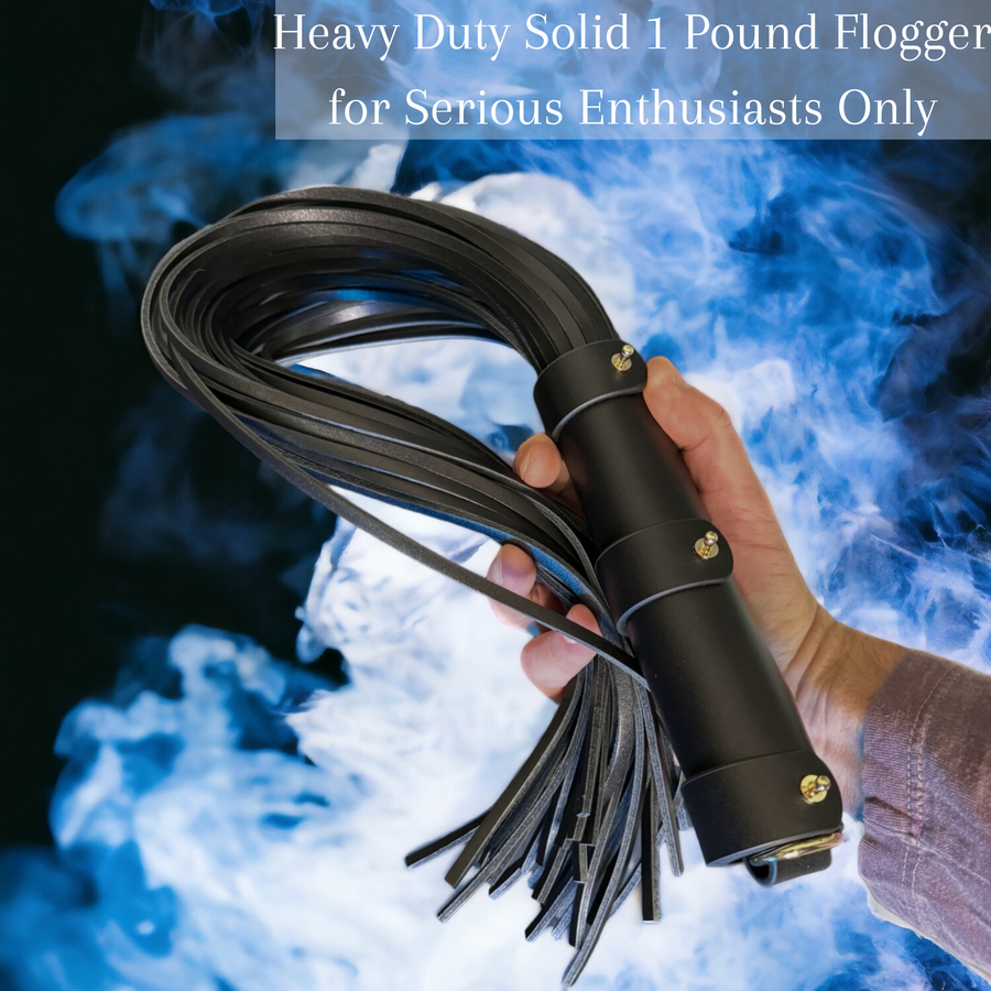 Serious Heavy Duty Leather Braided Flogger Whip with Extended Tassels & Rolled Handle Premium Sensory Play Accessory for Couples