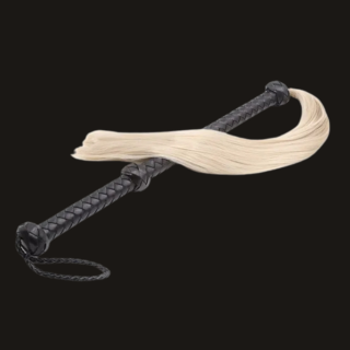 Enchanting Blonde Hair Spanking Flogger Whip with Black PU Leather Handle for Adult Bedroom Sensory Play