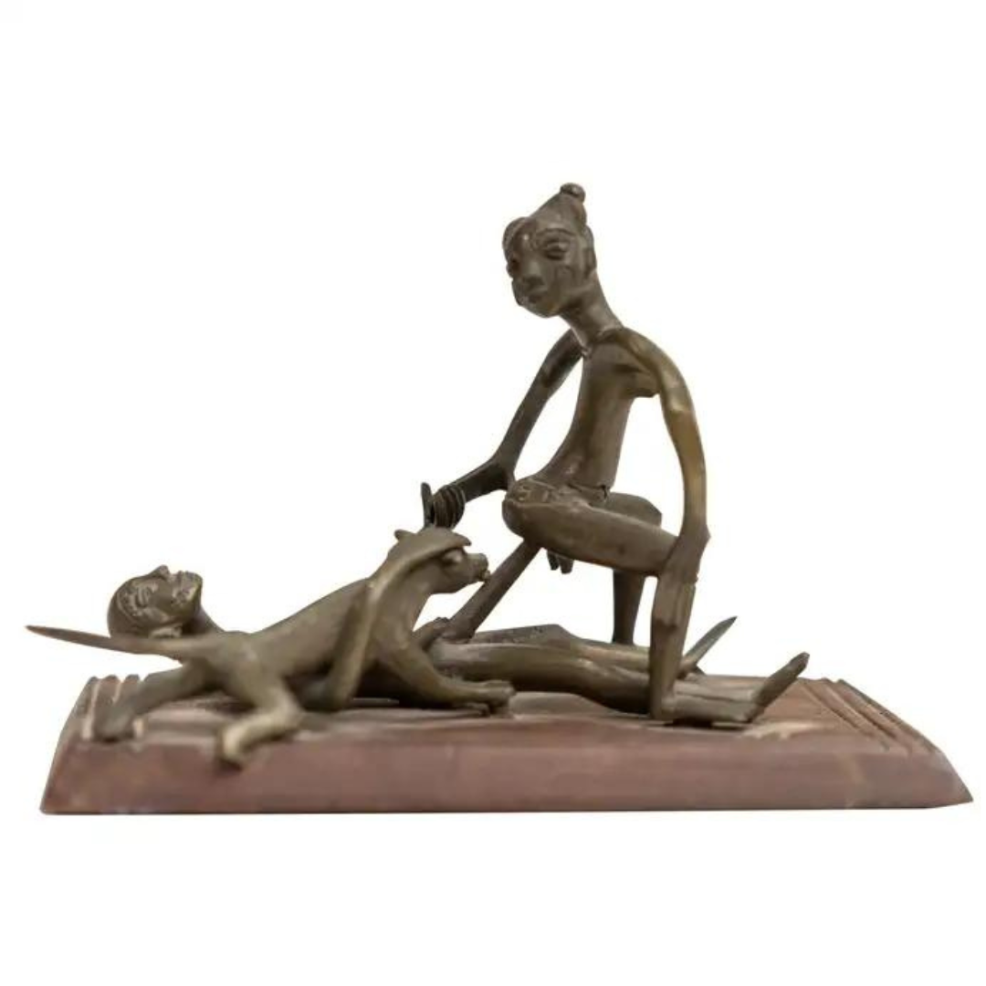1970s Vintage African Erotic Bronze Sculpture Sensual Artistic Decor