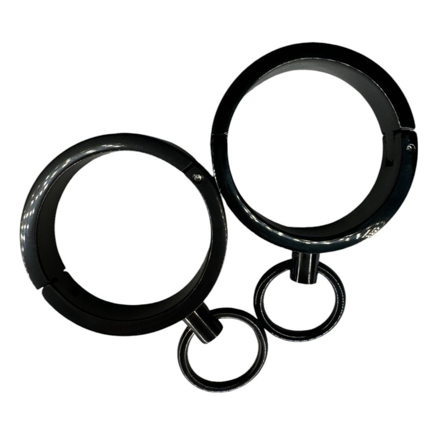 Ultra-Luxury Stainless Steel Wrist Cuffs – Premium BDSM Restraints with Velvet-Smooth Finish and O-Ring for Bondage Play