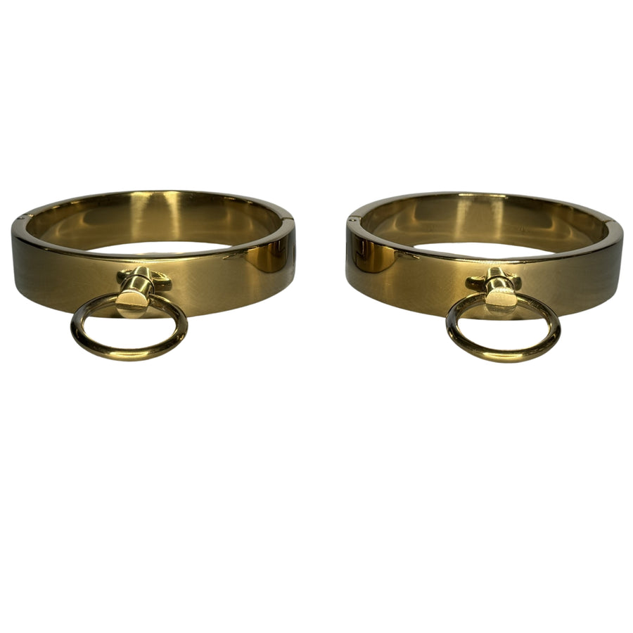 Ultra-Luxury Stainless Steel Wrist Cuffs – Premium BDSM Restraints with Velvet-Smooth Finish and O-Ring for Bondage Play