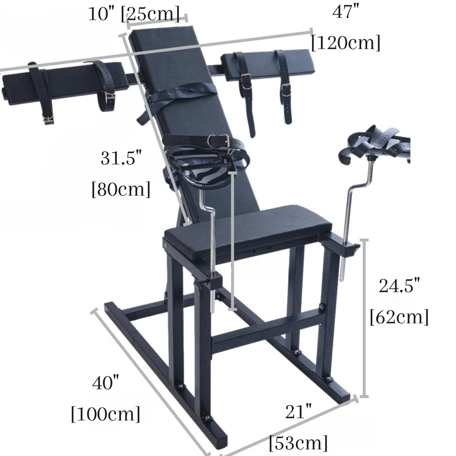 Roomsacred Gyno Chair Spanking Bench Adjustable Arm Splints & Wide Leg Stirrups BDSM Restraint Adult Bedroom Play Furniture