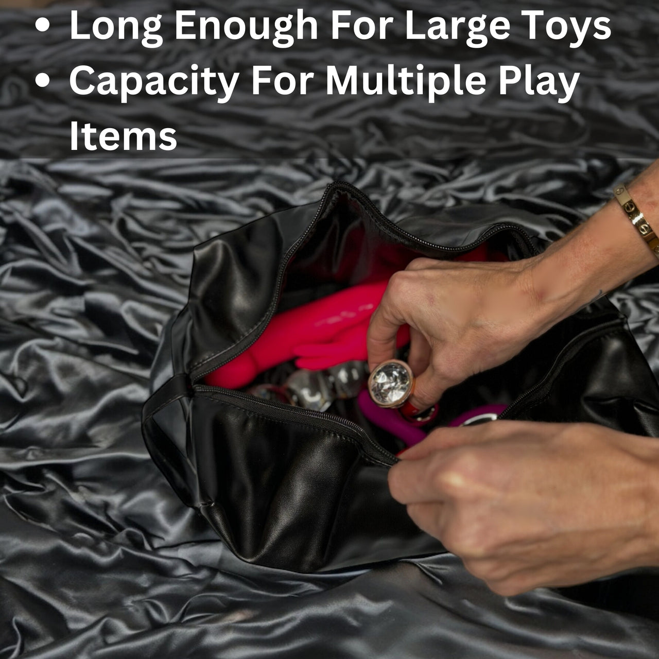 Chic Black PU Leather Toy Storage Bag 13-Inch Discreet Organizer wit Roomsacred Chic Black PU Leather Toy Storage Bag 13-Inch Discreet Organizer wit Roomsacred
