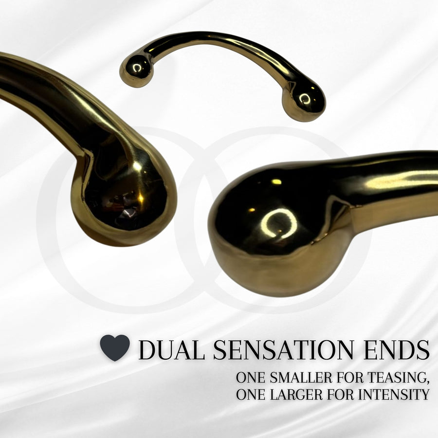 Signature Weighted Gold Stainless Steel Wand for Couples, Precision-Sculpted G-Spot and Prostate Pleasure Tool with Dual-Ended Curved Design