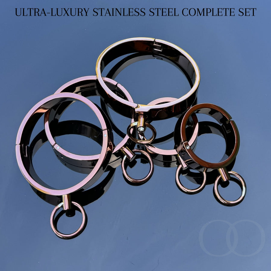 Ultra-Luxury Stainless Steel Ankle Cuffs Premium BDSM Restraints Velvet-Smooth Bondage Restraint Play