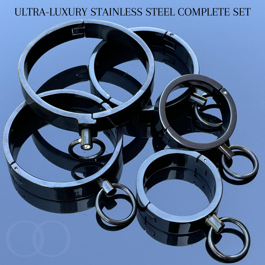Ultra-Luxury Stainless Steel Ankle Cuffs Premium BDSM Restraints Velvet-Smooth Bondage Restraint Play