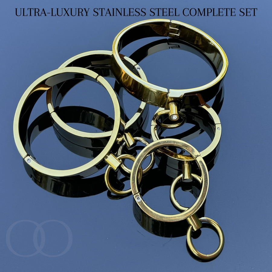 Ultra-Luxury Stainless Steel Ankle Cuffs Premium BDSM Restraints Velvet-Smooth Bondage Restraint Play