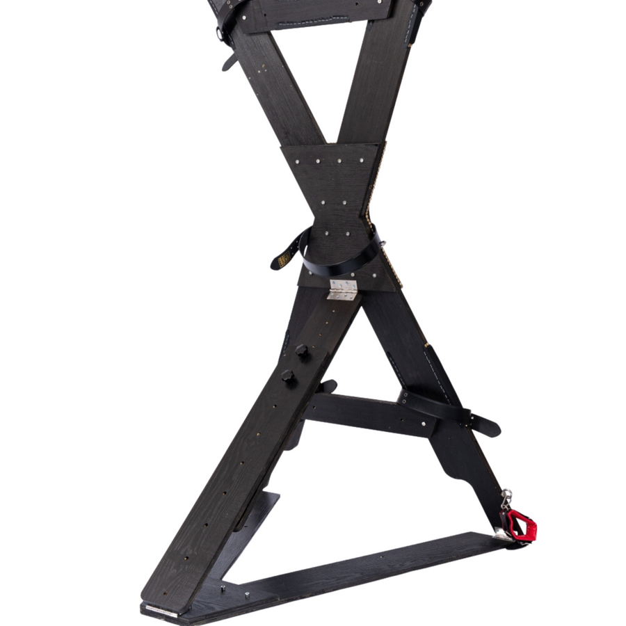 Roomsacred Black Series Luxury St. Andrew's Cross with Wrist and Ankle Cuffs Free Standing or Wall Mount