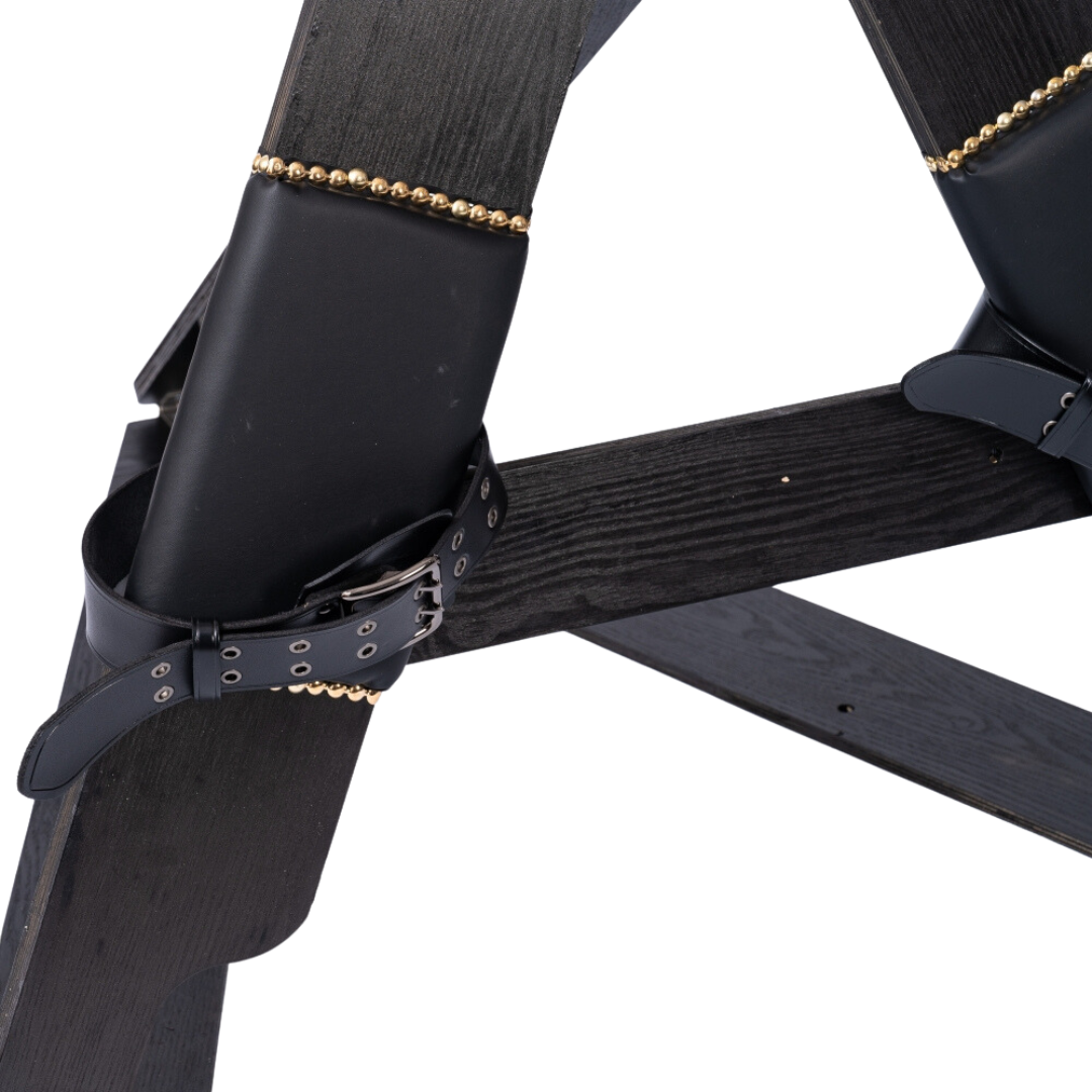 Roomsacred Black Series Luxury St. Andrew's Cross with Wrist and Ankle Cuffs Free Standing or Wall Mount