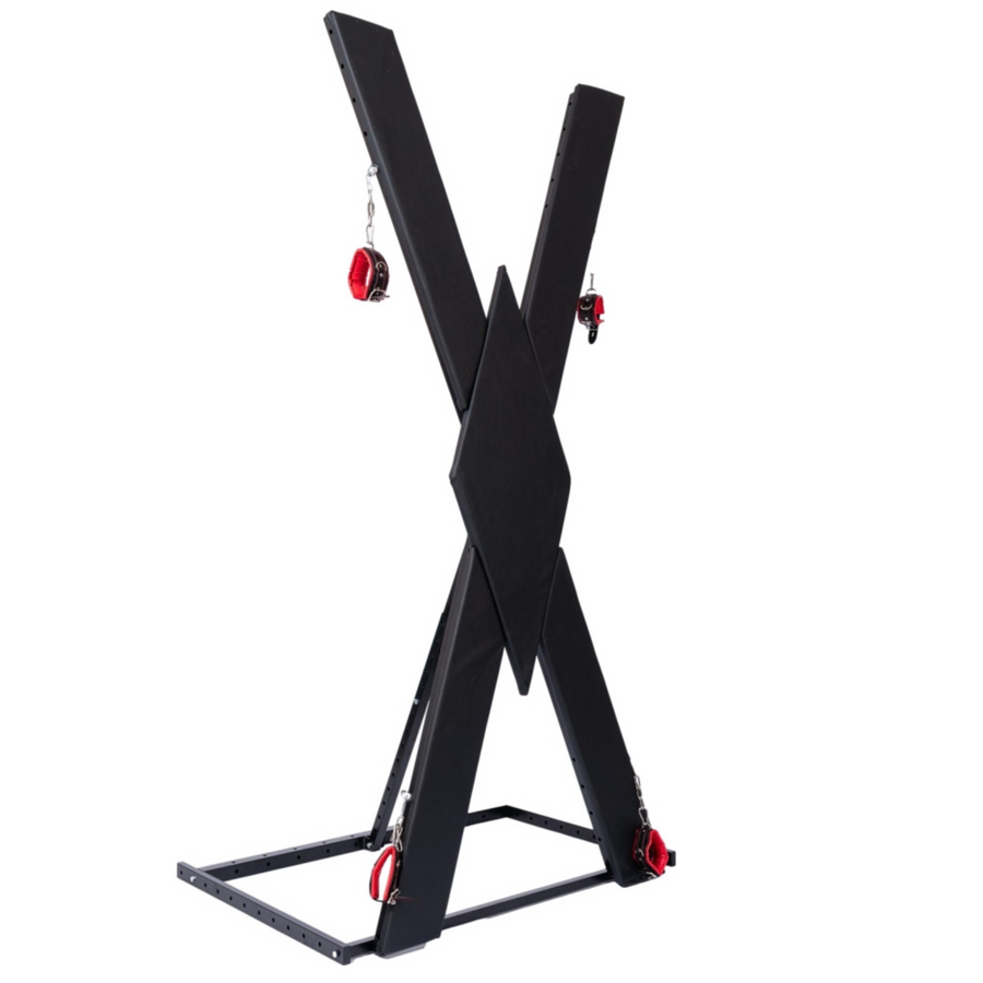 Roomsacred St. Andrews Cross Padded Free Standing Ankle and Wrist Restraints Device Adult Furniture Sex Room Decor