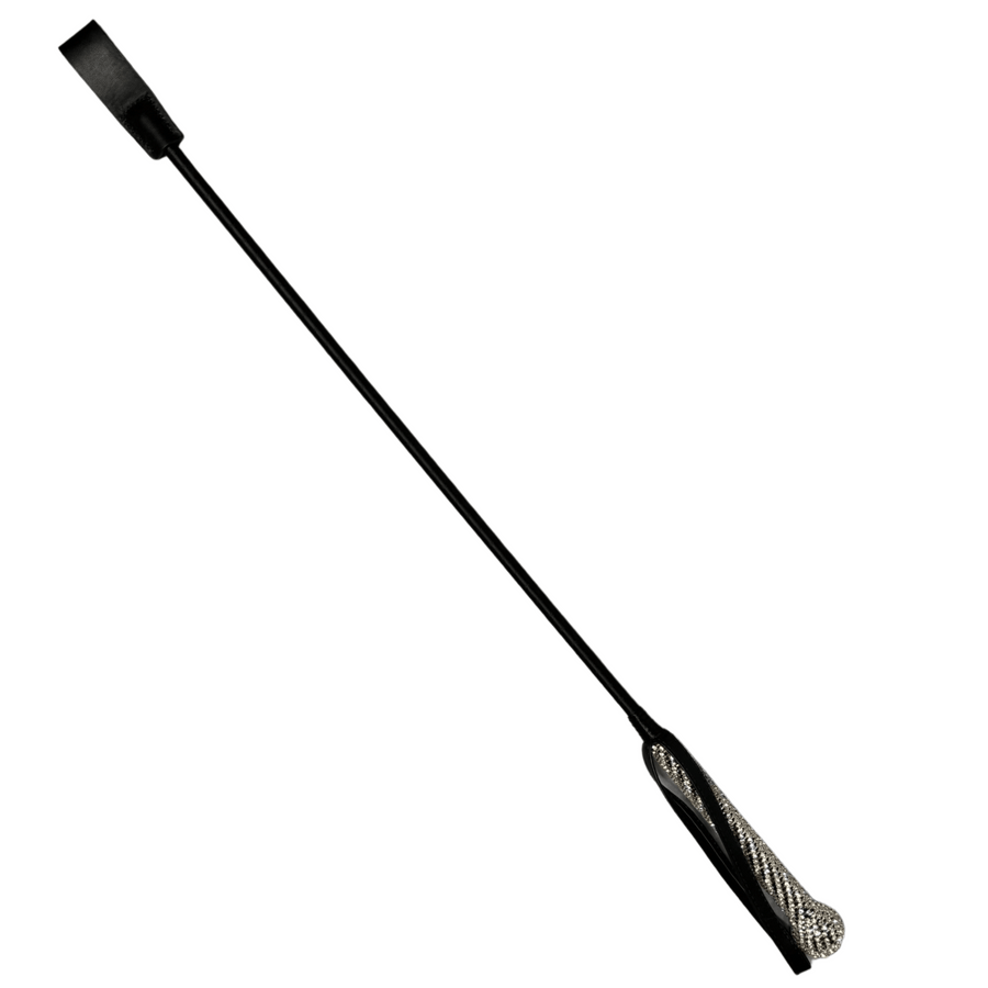 Luxury Sparkling Rhinestone Handle Spanking Crop with PU Leather Keeper Adult Bedroom Whip