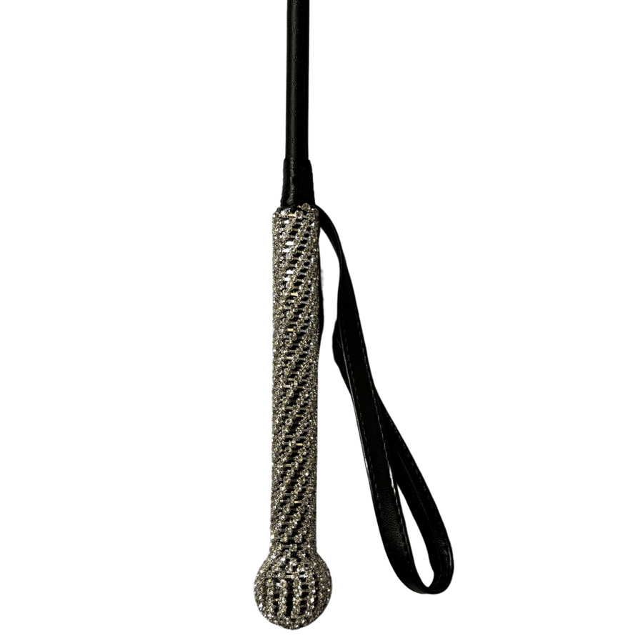 Luxury Sparkling Rhinestone Handle Spanking Crop with PU Leather Keeper Adult Bedroom Whip