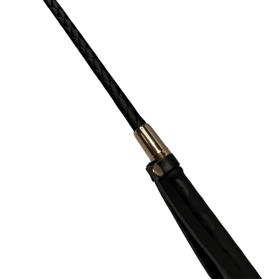 Luxurious Rose Gold 24” Crop with Woven Fabric Shaft and PU Leather Keeper Precision Control for Sensory Play