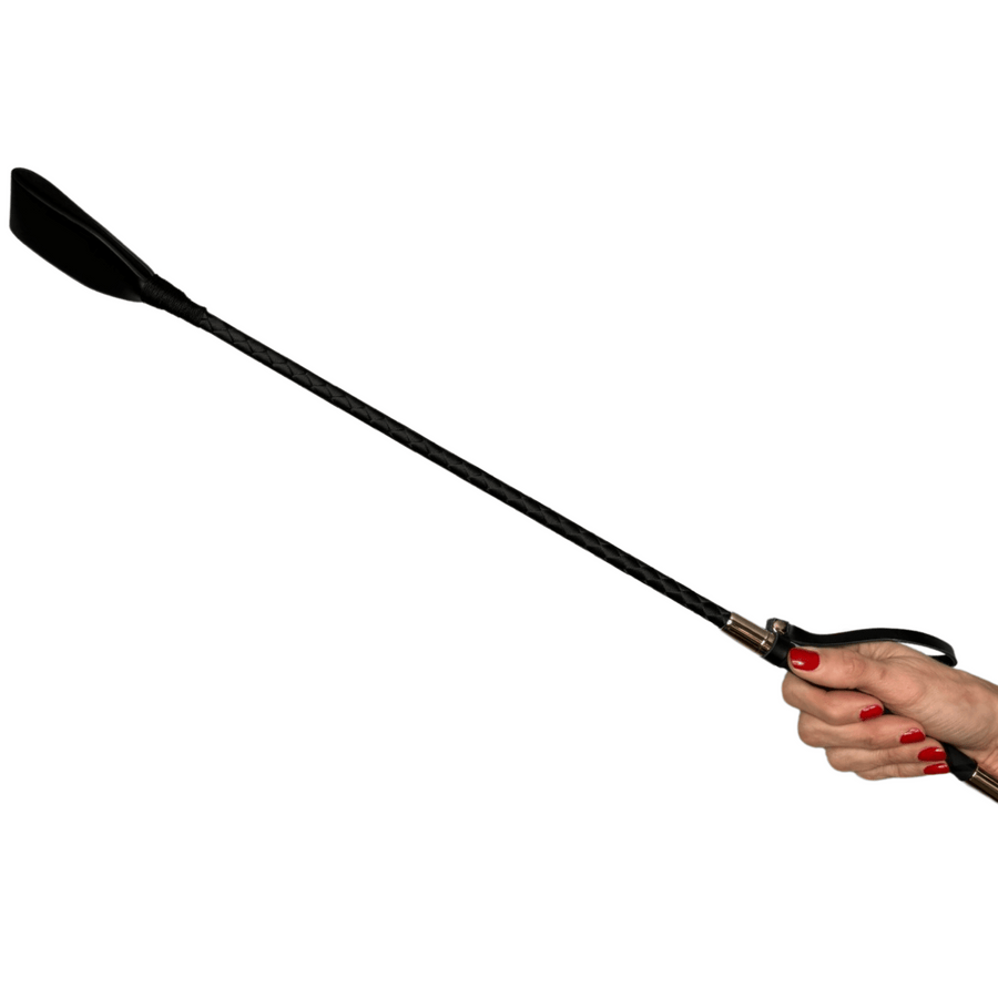 Luxurious Rose Gold 24” Crop with Woven Fabric Shaft and PU Leather Keeper Precision Control for Sensory Play