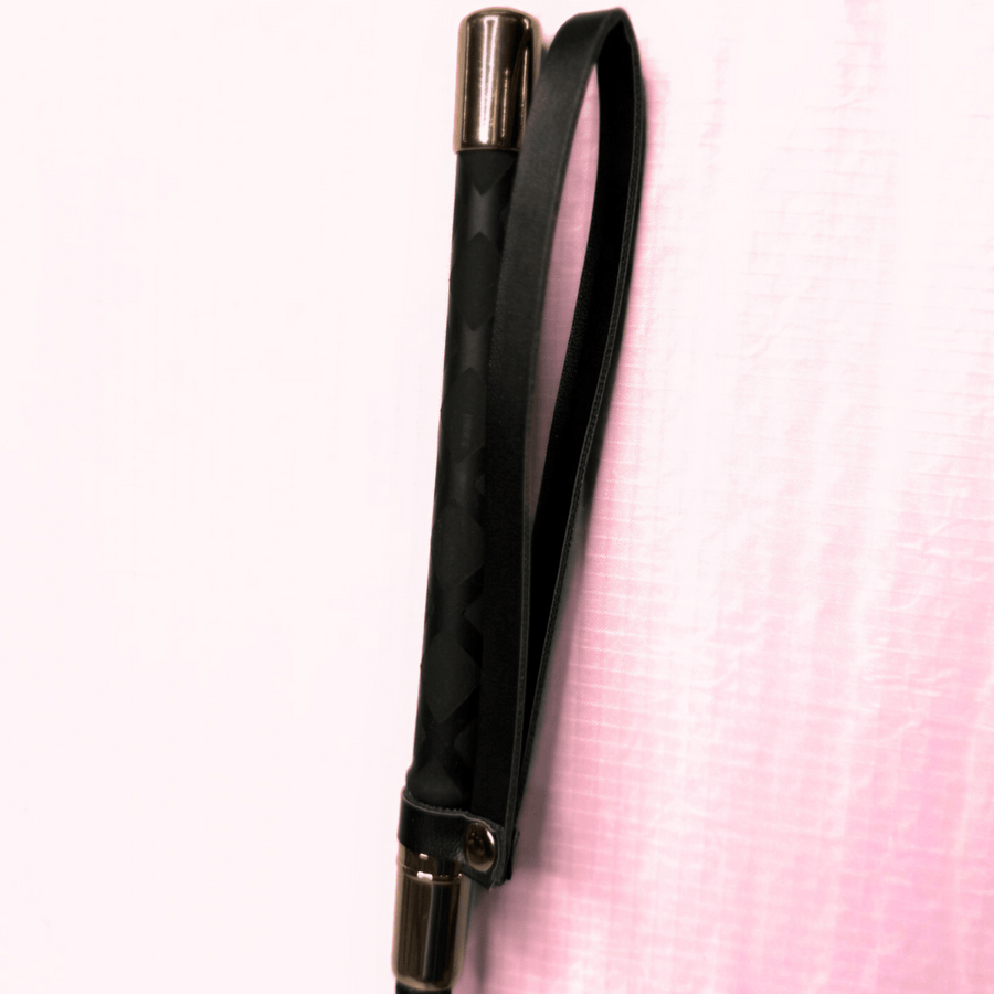 Luxurious Rose Gold 24” Crop with Woven Fabric Shaft and PU Leather Keeper Precision Control for Sensory Play