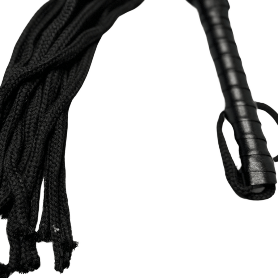 Sensory Experience Flogger Cotton Rope Flogger with PU Leather Handle for Enhanced Play