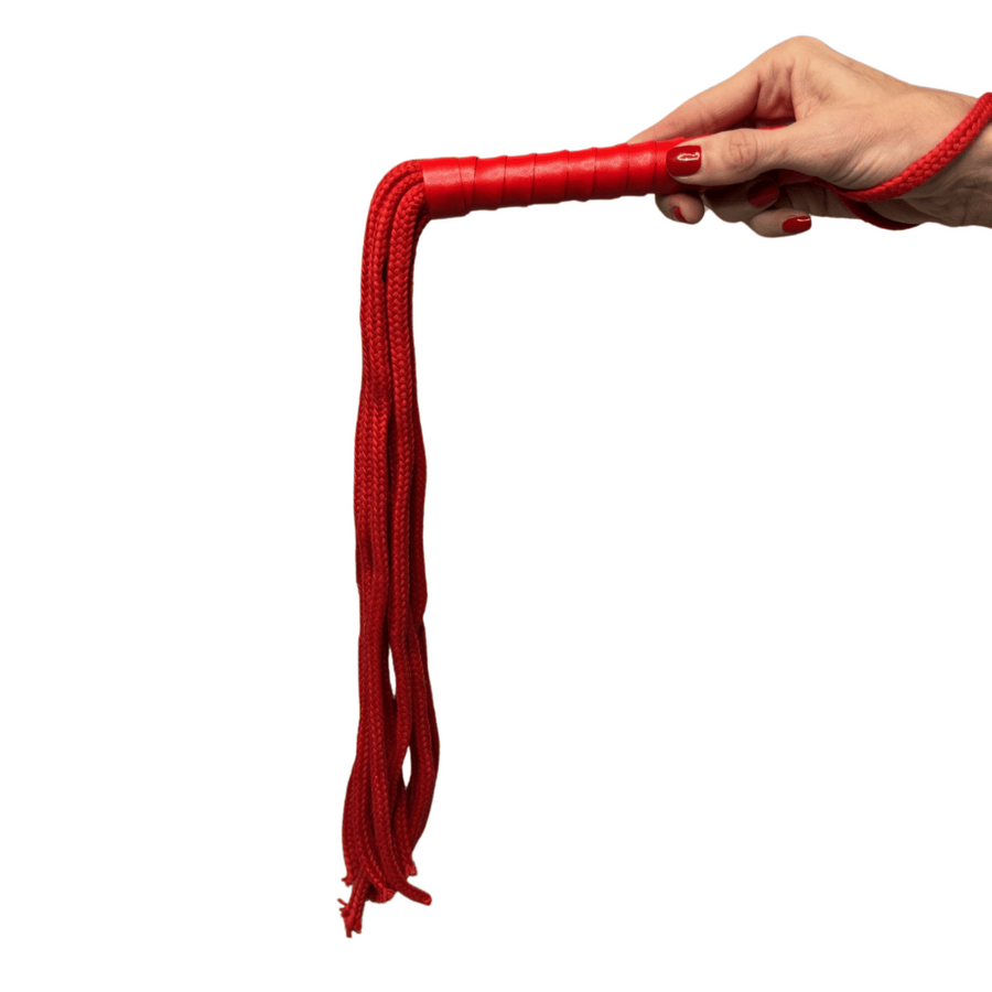 Sensory Experience Flogger Cotton Rope Flogger with PU Leather Handle for Enhanced Play