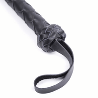 Thumbnail for Sleek and Chic 48-Inch Black PU Leather Whip – Elegant Décor and Sensory Play Accessory with Wrapped Handle and Tassel Fronds