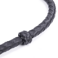 Thumbnail for Sleek and Chic 48-Inch Black PU Leather Whip – Elegant Décor and Sensory Play Accessory with Wrapped Handle and Tassel Fronds