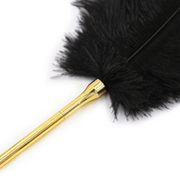 Thumbnail for Luxury Pleasure Pain Feather Tickler with Interchangeable Gold Handle and Flogger Attachment Elegant Metal Gold Tassels for Enhanced Sensory Play