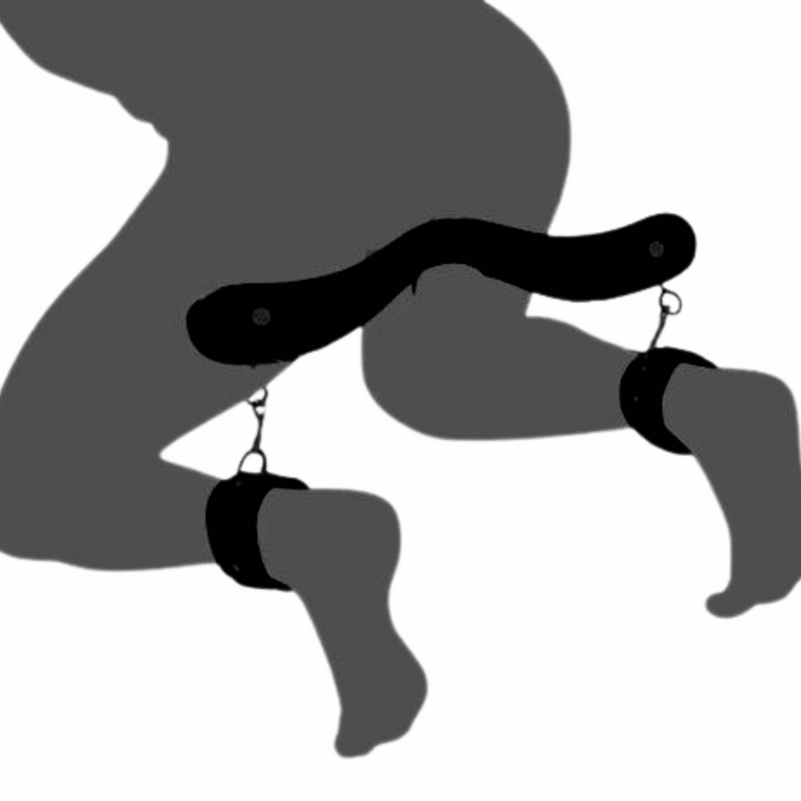 Black Wooden Humbler with Secure and Adjustable PU Leather Ankle Cuffs Control for BDSM Bondage Play