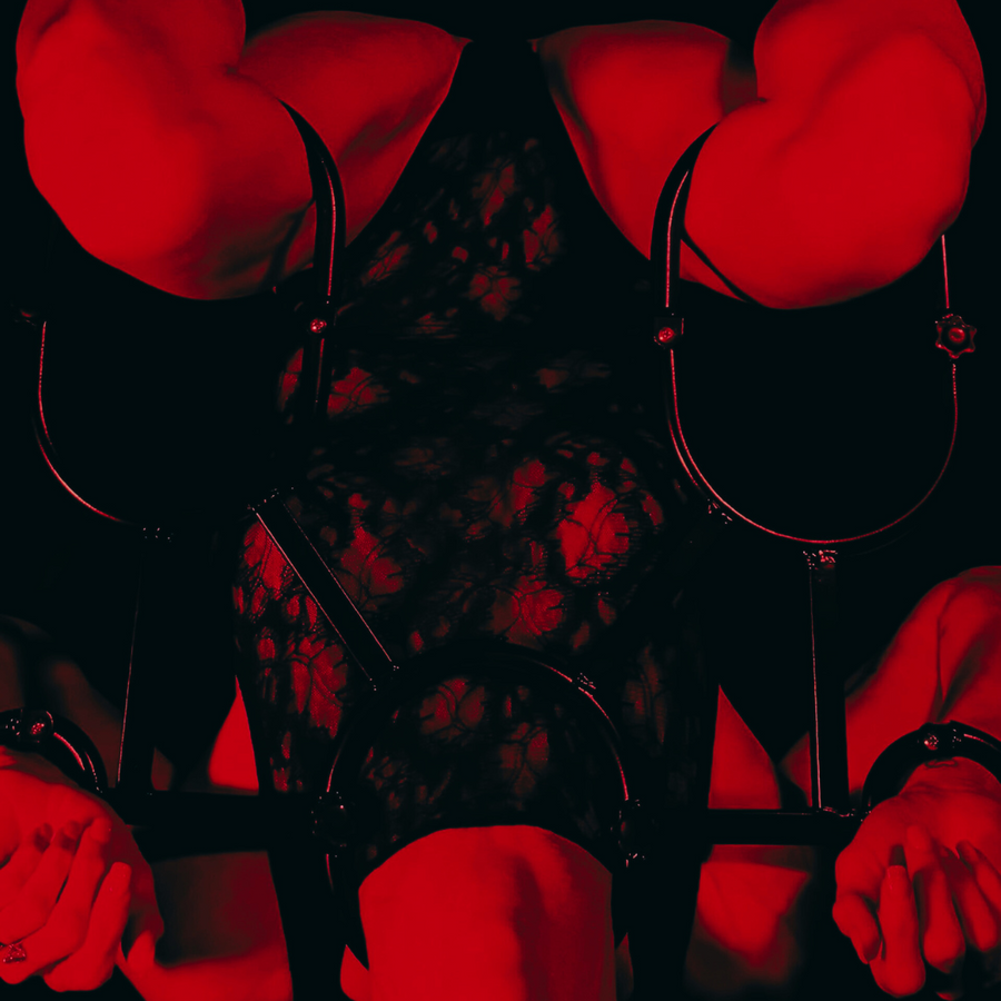 Roomsacred 5 Point Ankle Thigh Neck Cuffs BDSM Restraint Bondage Yoke For Full Access Play