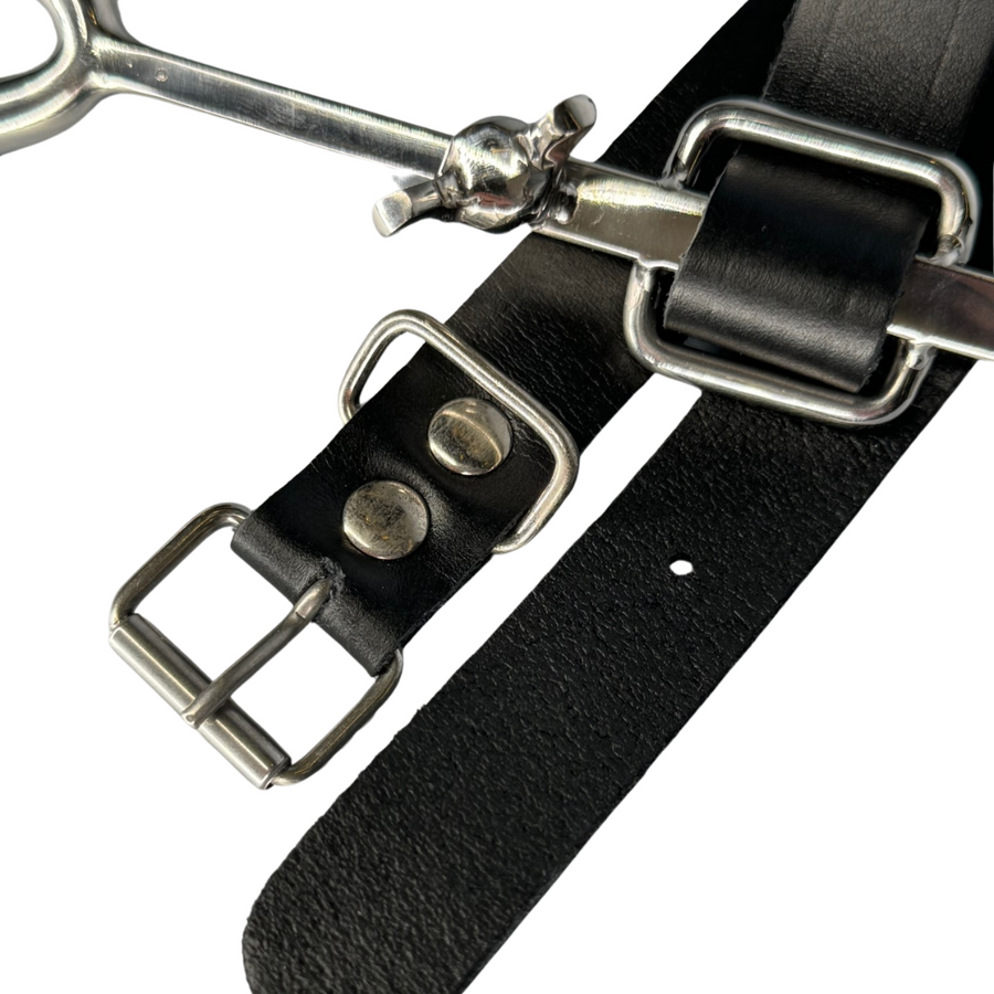 Roomsacred Luxury Heretics Fork Posture Collar Adjustable Soft Genuine Leather Smooth Solid Stainless Steel Neck Restraint Posture Accessory