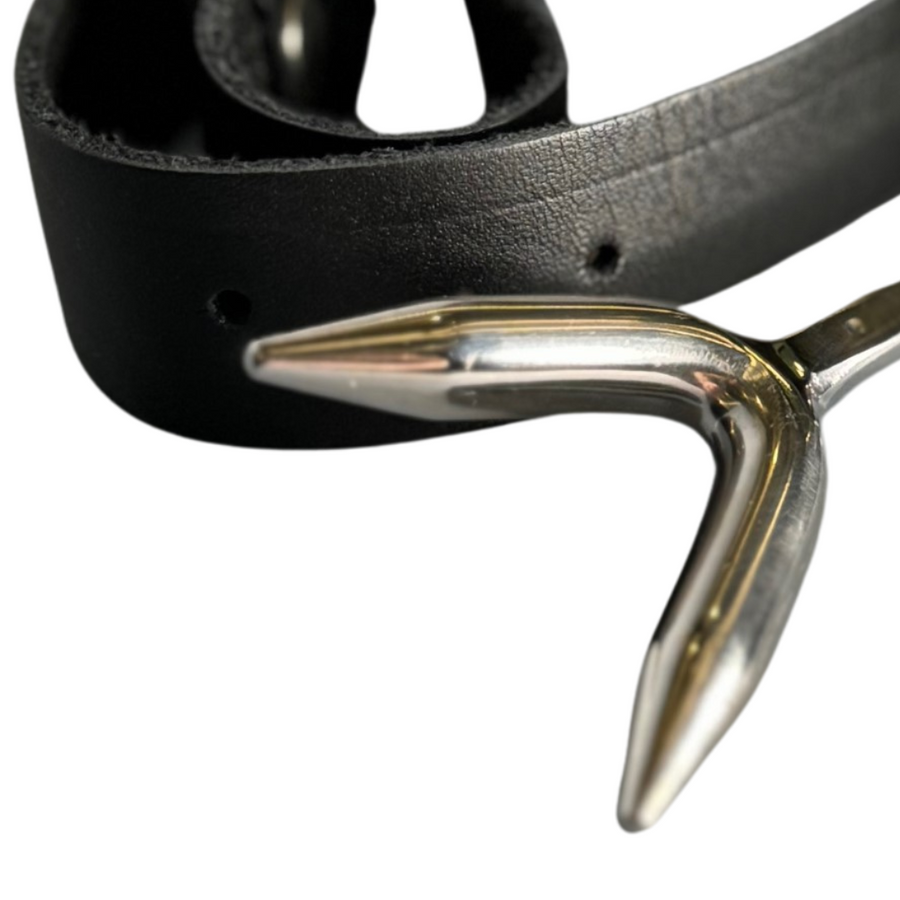 Roomsacred Luxury Heretics Fork Posture Collar Adjustable Soft Genuine Leather Smooth Solid Stainless Steel Neck Restraint Posture Accessory