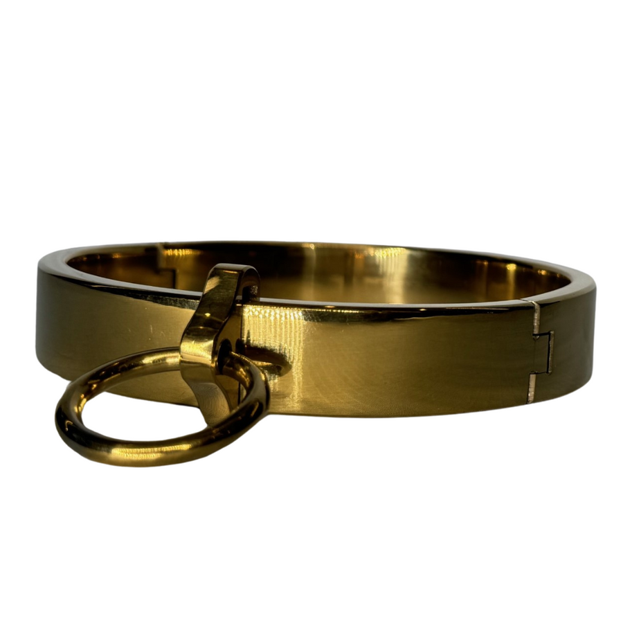 Roomsacred Love Collection Solid Stainless Steel Gold Bondage Collar Luxury Adult Restraint Neck Cuff