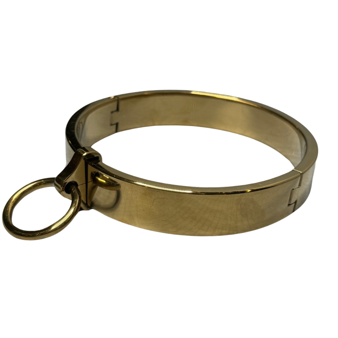 Roomsacred Love Collection Solid Stainless Steel Gold Bondage Collar Luxury Adult Restraint Neck Cuff